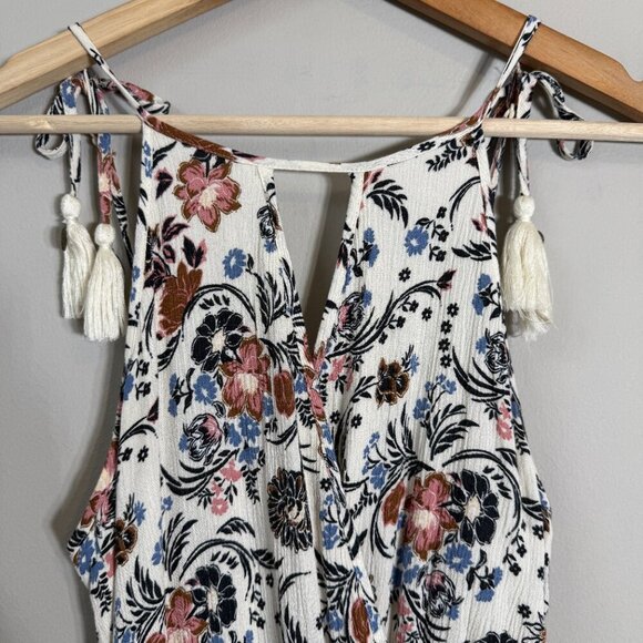 American Eagle Floral Wrap Ruffle Maxi Dress Women's Small Bohemian Tassle Flowy - Picture 6 of 16